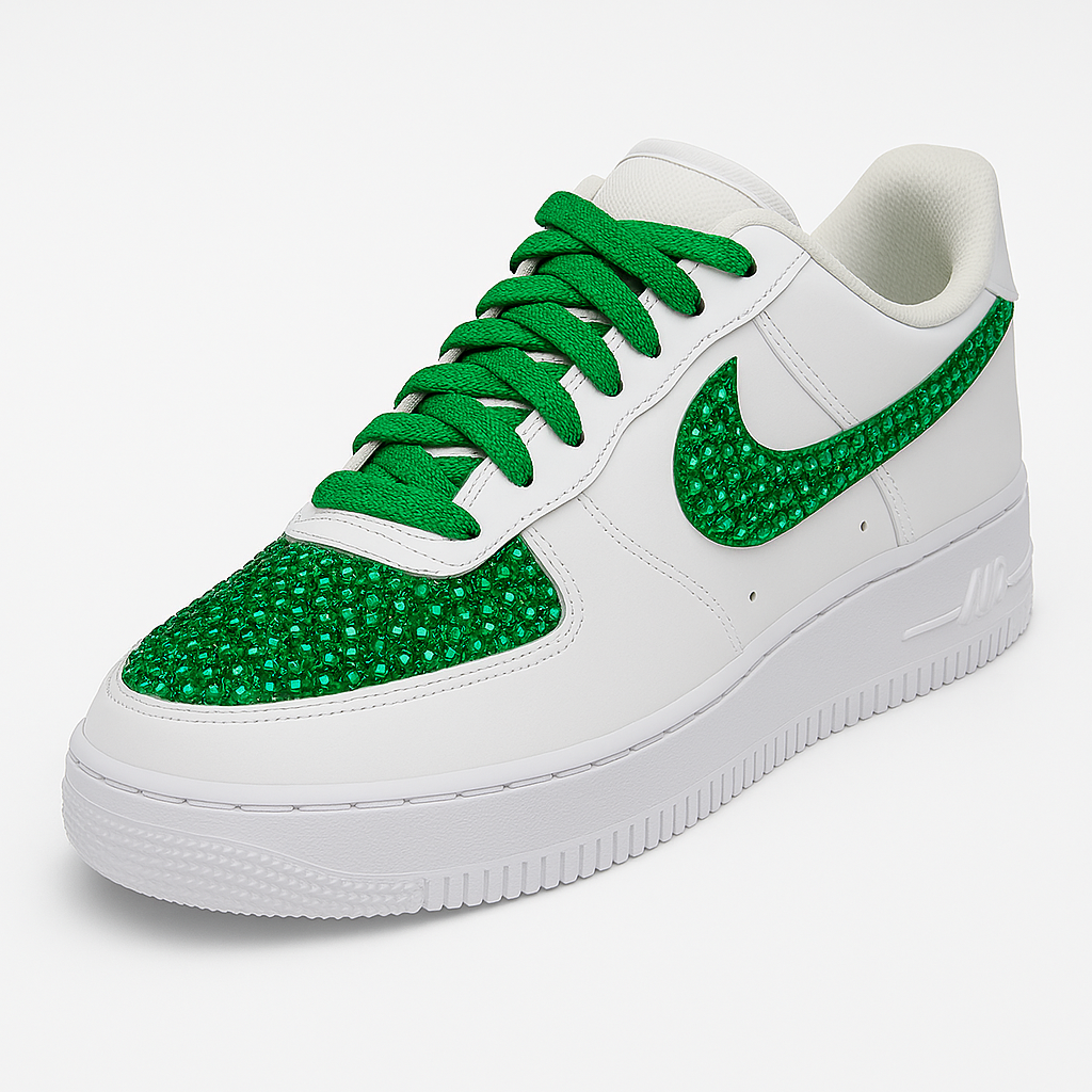 Customized Nike Air Force 1's - Crystal Toe Box & Swooshes