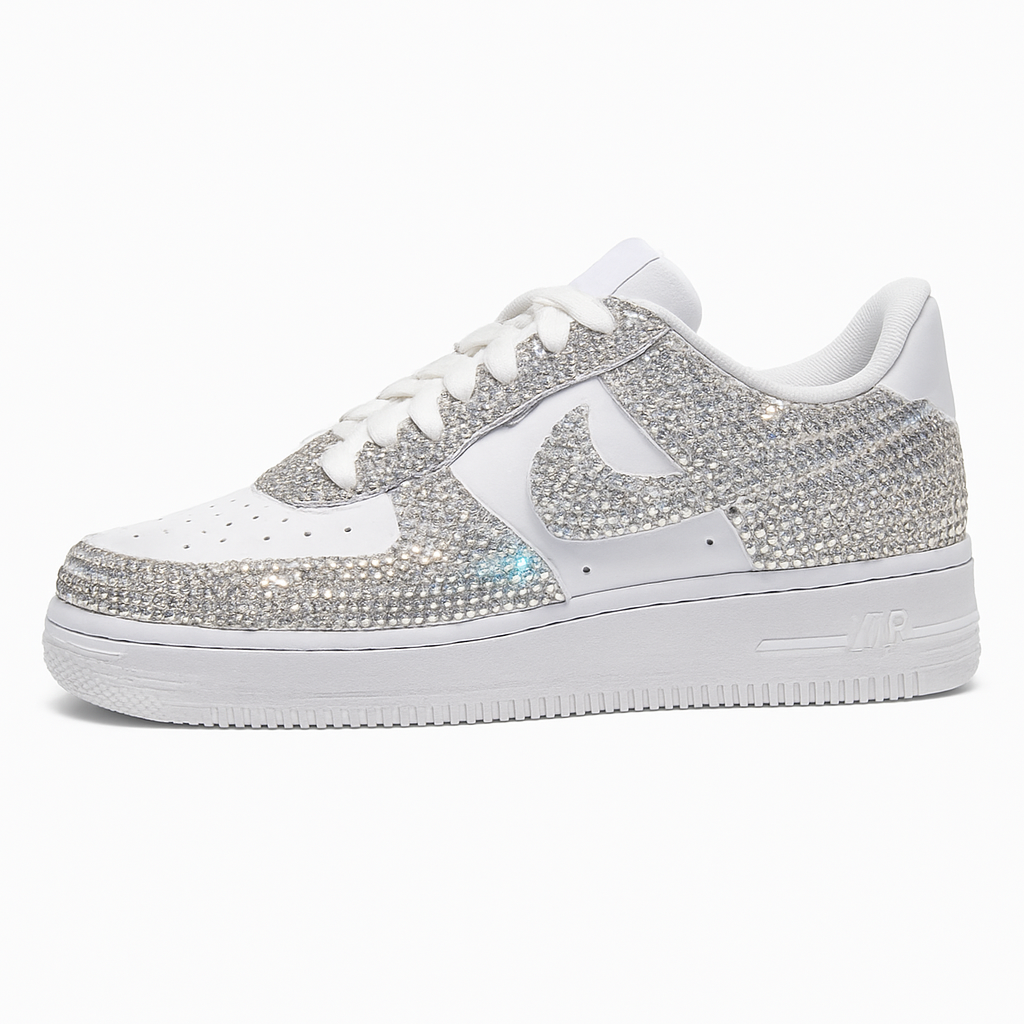 Customized Nike Air Force 1's - Half Covered with Crystals